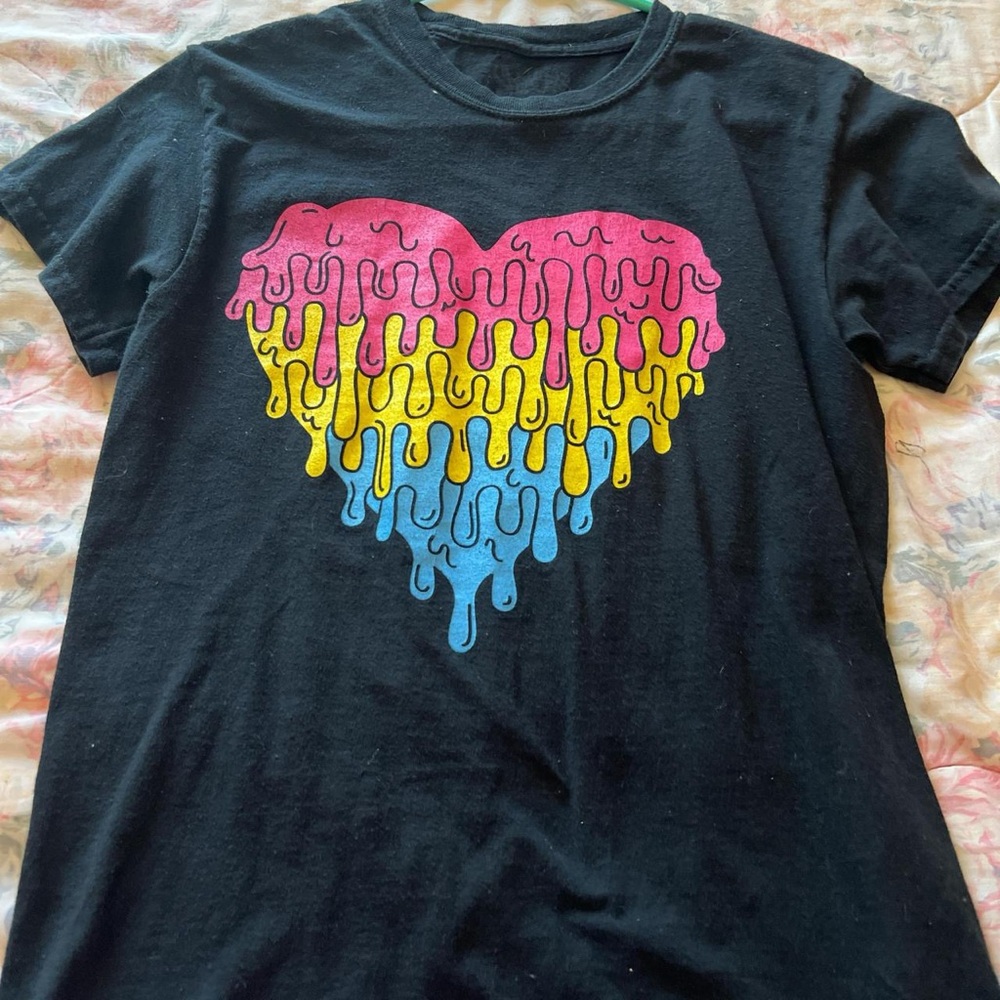 Spencer's Black Tee with Dripping Heart Design